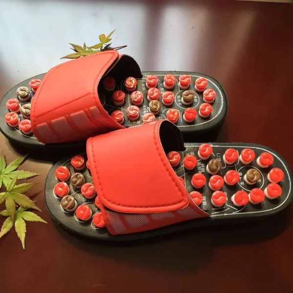 Slippers um par de sapatos de massagem no pé de gotas acupuntura de relaxamento de relaxamento tensão de lips para sandálias e mulheres saudáveis reflexo