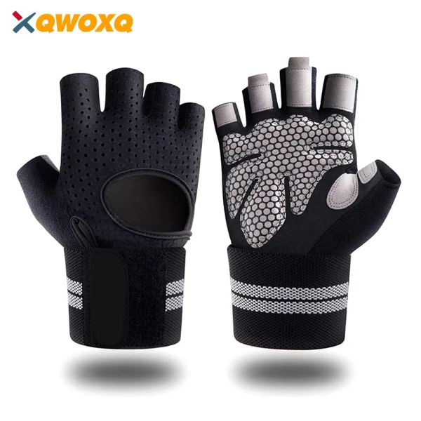 1 пара подъемных перчаток для тренировок с опорой на запястья, перчатки для тяжелой атлетики с противоскользящей подкладкой на ладони, перчатки для упражнений без пальцев для пауэрлифтинга