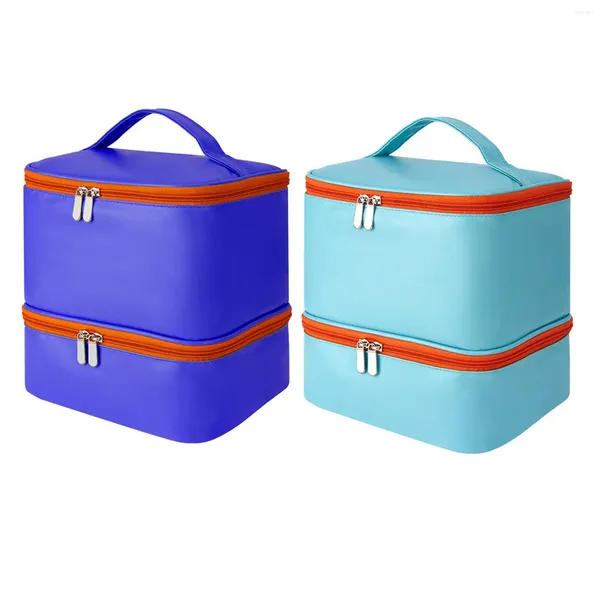 Caixas de armazenamento para esmalte de unhas Bolsa de transporte com zíper duplo portátil para viagem ao ar livre em casa
