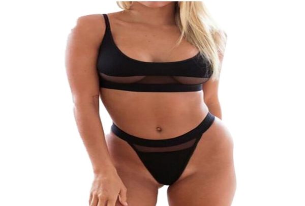 WEIXINBUY 2019 Mulheres Sexy Conjunto de Sutiã de Renda Transparente Através do Sutiã de Cintura Alta Roupa Interior Terno Conjunto de Lingerie Feminina Plus Size S3XL9830196