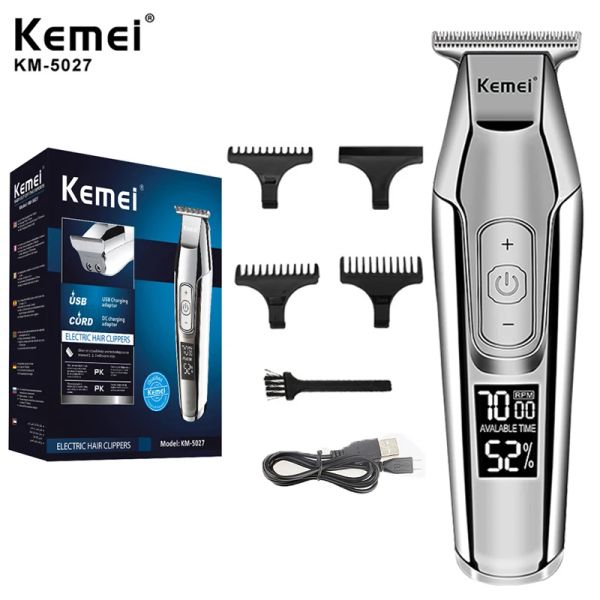 Триммеры Kemei Профессиональная машинка для стрижки волос Триммер для бороды для мужчин Регулируемая скорость Светодиодная цифровая машинка для стрижки волос Машинки для стрижки волос Электрическая бритва