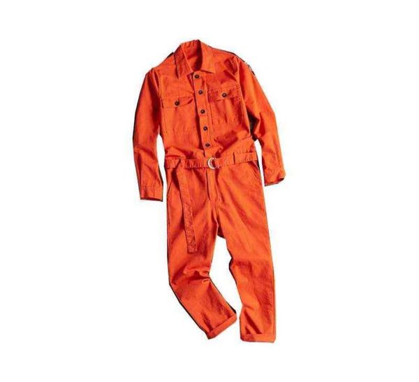 Macacão masculino manga comprida laranja vermelho hip hop casual solto multibolso calças conforto masculino l2207261143578