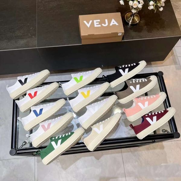 Vejaon Sneakers Französisch Brasiliengrün mit kohlenstoffarmen Lebenskohlenstoff-Lebensdurchmesser-Bio-Baumwoll-Flats Plattform Sneakers Women Casual Classic White Designer Schuhe Herrenanbeter Es gibt einen V 528