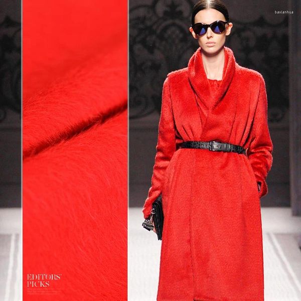 Tessuto per abbigliamento Rosso Alpaca Suri di fascia alta Rosso Cashmere ad alto contenuto Lana autunnale e invernale a pelo lungo