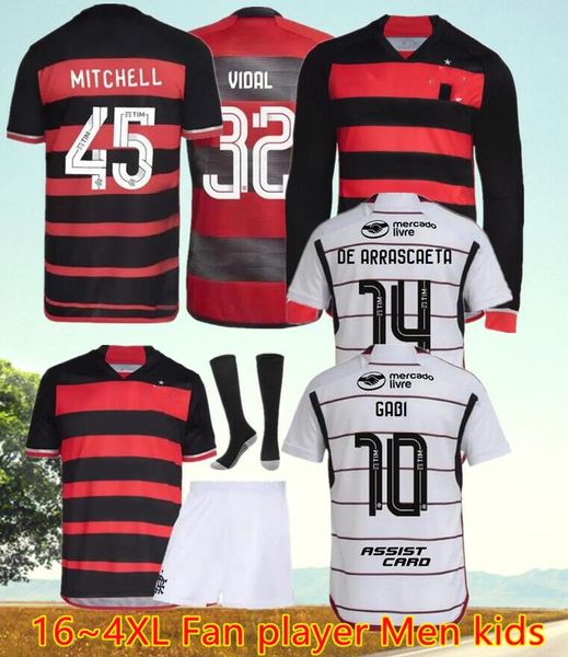 24/25 Flamengo-Fußballtrikots 2024 2025Sao Paulo FC Fußballtrikots Männer Sets Kinder Kit Frauen Camisa de Futebol Langarm PEDRO GABI LORRAN PULGAR Fans Spielerversion