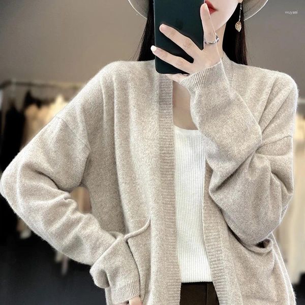 Frauen Strick Herbst Winter Kaschmir Pullover Frauen Mantel Europäischen Stil Strickjacke Gestrickte Lange Ärmeln Koreanische Lose Mode