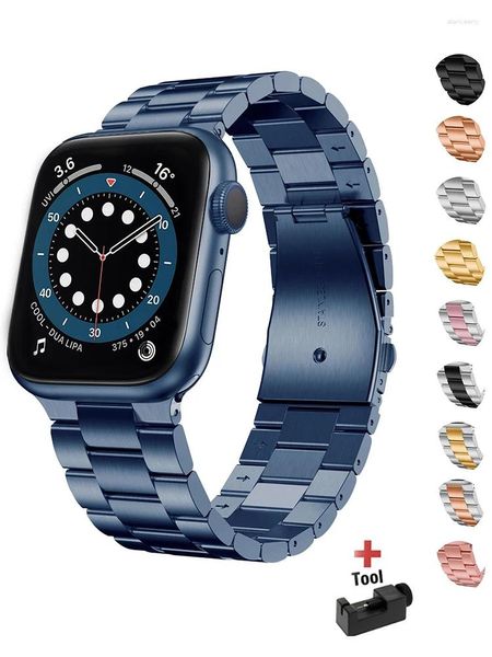 Assista Bandas Pulseira de Aço Inoxidável para Apple Band 44mm 45mm 38-42-40mm-41mm Metal Link Pulseira IWatch Series 8 7 6 5 4 3 SE Ultra 49mm