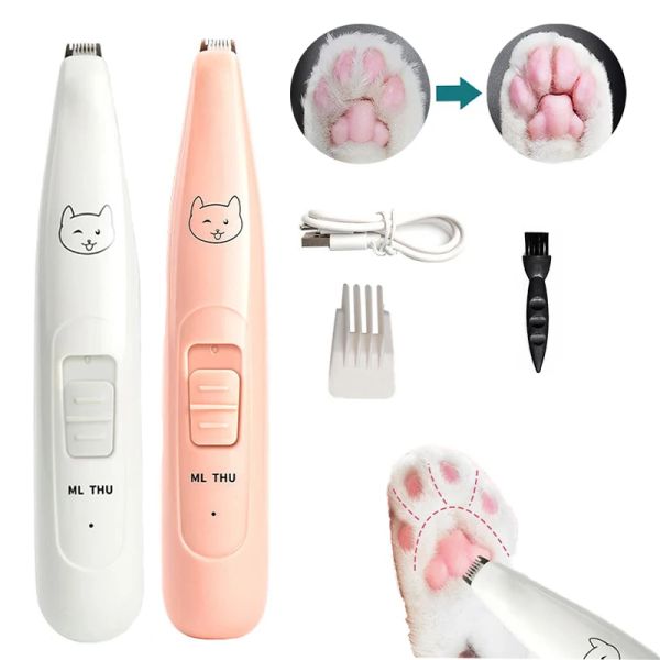 Clippers de cachorro de cachorro elétrico gato armário de gato pata de gato olho de orelha de cabelo cortador de cabelo tesoura de cabelo USB Charging Pet Grooming Supplies