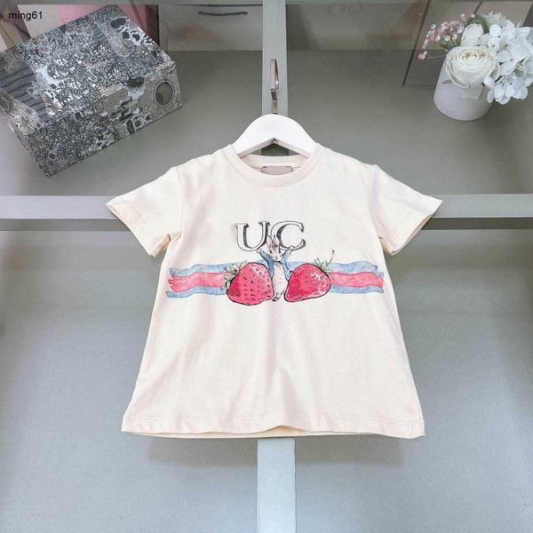 Marca bebê camisetas padrão de morango impressão algodão meninas meninos manga curta tamanho 90-160 cm designer crianças roupas verão criança tees 24fev20