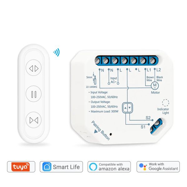 Модуль переключателя рольставней для штор с Wi-Fi и радиочастотным дистанционным управлением Tuya Smart Life App Таймер Google Home Alexa Голосовое управление