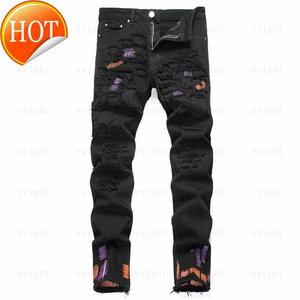 Jeans da uomo Designer Uomo Viola Donna Uomo Amirs Slim Fit Denim Lettera Stampa Pantaloni Moda Lusso Vacanza Outdoor Streetwear Abbigliamento Pantaloni di grandi dimensioni JeanP207