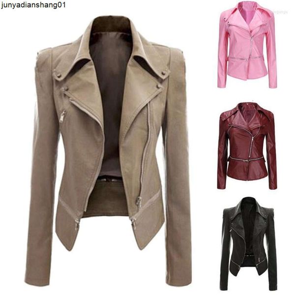 Giacca invernale in finta pelle da donna Cappotto moda donna Corto stile motociclista ti rende un regalo perfetto fresco e attraente