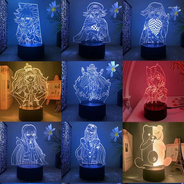 Ночные огни Danganronpa Kokichi Oma Nagito Komaeda 3d светодиодная лампа для спальни Аниме Фигурка Манге Аватар Декор комнаты детский подарок