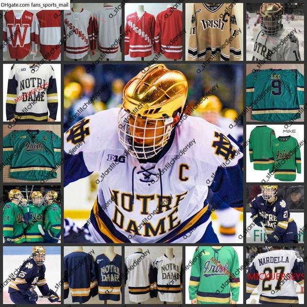 College Hockey trägt 4 Riley Sheahan Hockey-Trikot 10 Kyle Palmieri 22 Andrew Peeke Stephen Johns Tim Wallace Ben Simon Thomas Di Pauli Wisconsin ICE Jersey ND