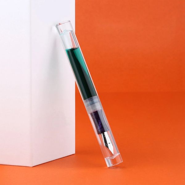 MAJOHN C1 Füllfederhalter Transparente Pipette EF F M Federn Schreibtinte Schulbürobedarf Geschenkstifte mit Originalverpackung 240229