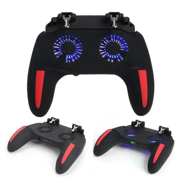 GamePads H10 Accessori da gioco Accessori portandosi Game Controller Joystick GamePad per PubG Trigger Dual Cooling Fan Game Cooler per telefoni