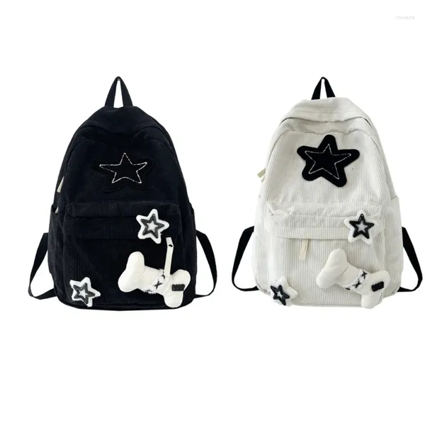 Школьные сумки 2024, рюкзак, сумки для книг для девочек, студенческий вельветовый рюкзак со звездным узором, большая вместительная сумка на плечо с двойным ремнем