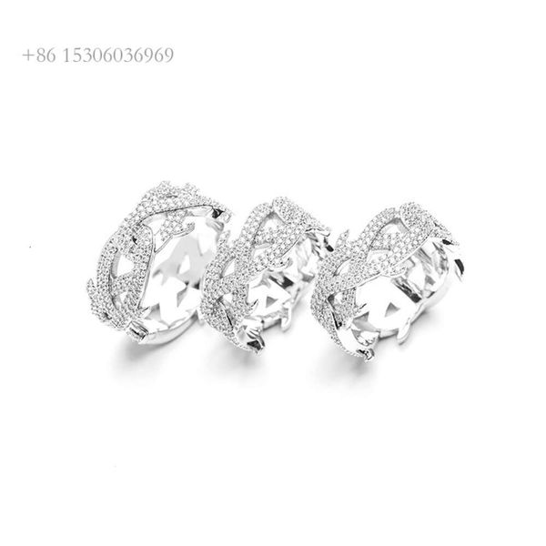 Xingguang venda quente design especial cravado vv clareza moissanite d cor puro sier anel para a vida hip hop