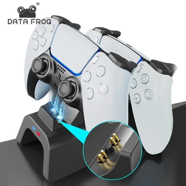 Caricabatterie DATA FROG Dock di ricarica LED DualSense a forma di U per joystick gamepad PlayStation5 con cavo TypeC per accessori controller PS5