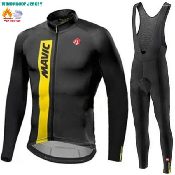 Set da corsa 2024 Abbigliamento da ciclismo invernale da uomo Manica lunga in pile Pantaloni in jersey Ragazzi Traspirante Ropa Ciclismo Invierno Hombre Termica