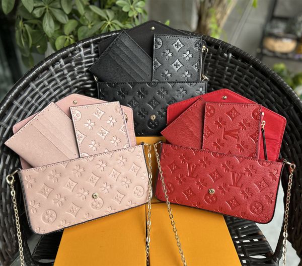 Bolsas mais recentes bolsas de bolsas Moda Bolsa de ombro de ombro de alta qualidade Bolsas de combinação de três peças Tamanho 21cm 61276 Com caixa de bolsa de bolsa de grife crossbody designer