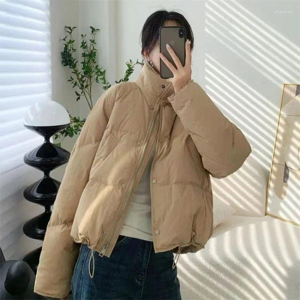 Trench da donna Dolce vento-corto e spesso piumino imbottito in cotone per la versione coreana femminile Cappotto di pane dolce in cotone 2024 Moda