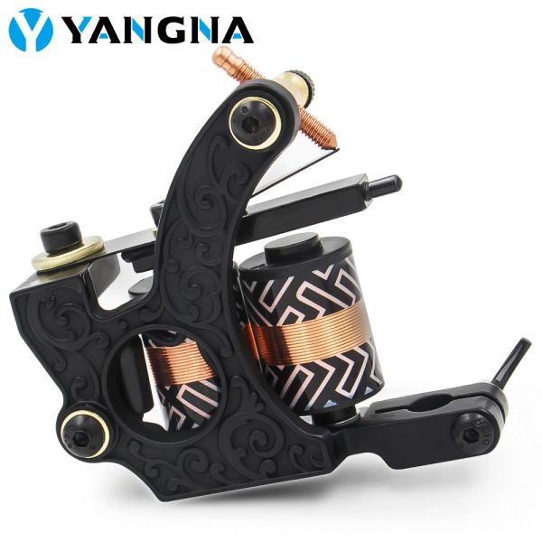 Guns Yangna Coil Tattoo Machine 10 Wrap Coils Shader Liner Tattoo Gun Gusseisen Handgefertigte Anfängerpistole für Tattoo Needle Supplies