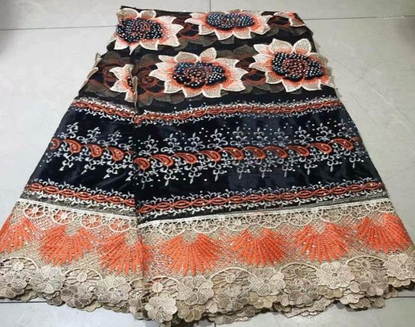 Stofftop Schweizer Netz Spitze Samtblumen Stickerei mit Rhines 5 Yards Afrikanische Guipure Tissu Afriin für Partei14549221