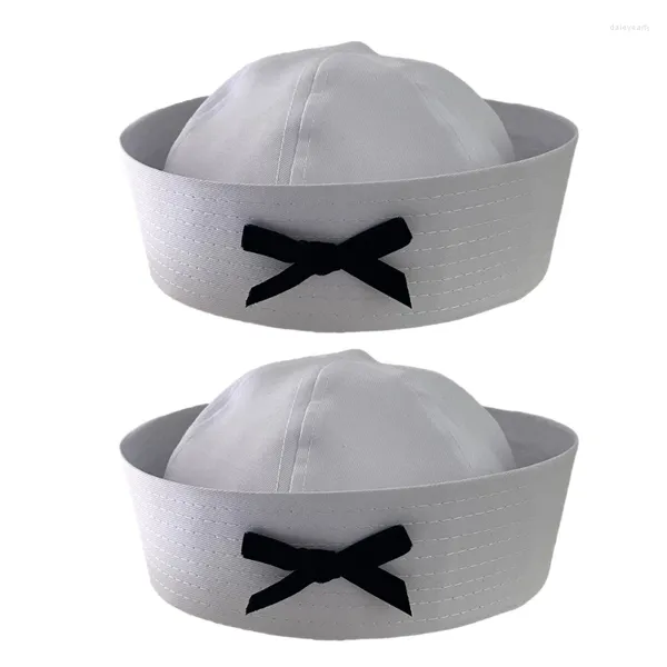 Berretti Cappello Cosplay con decori Bowknot neri Capitan Navy Marine per donna uomo Accessori divertenti