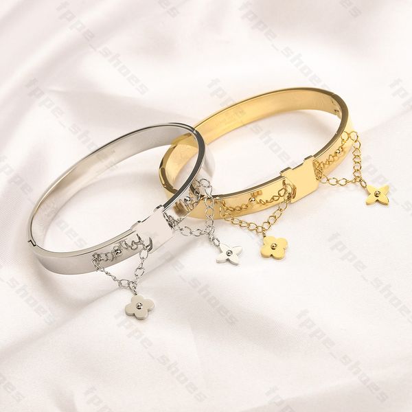 Pulseira de charme de designer chique com estampa de letras pulseira de ouro para mulheres – joias de casamento de luxo, aço inoxidável banhado a ouro 18K, presente de amor ideal para festa de aniversário de casamento