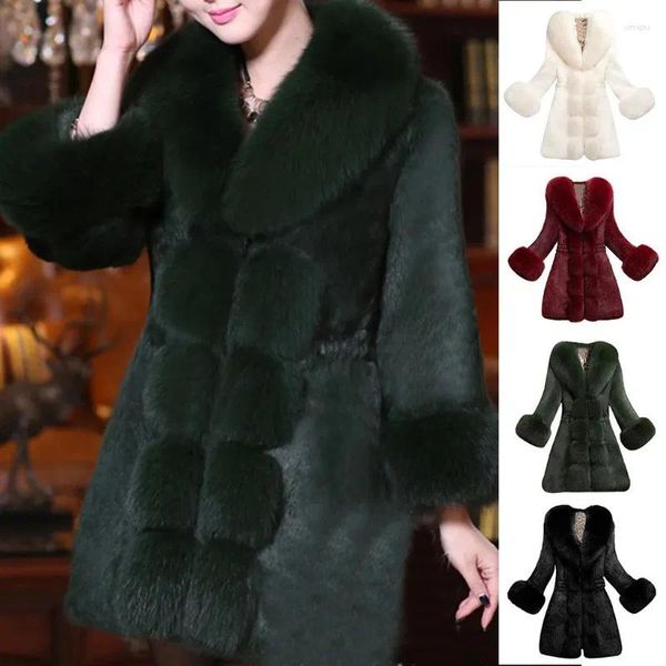 Pelliccia da donna Donna Caldo Peluche Tinta unita Cappotto finto 2024 Moda Inverno Indie Ins Giacca stile Vino spesso Nero Bianco Streetwear