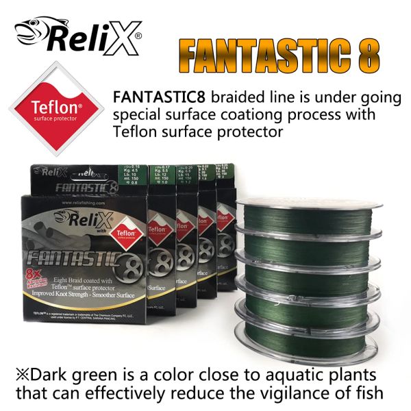 Linee 10100LB Relix 150M Fantastico 8 fili Robusto PE intrecciato Rivestimento in Teflon Multifilamento Lenza da pesca in mare Attrezzatura per carpa Tresse Peche