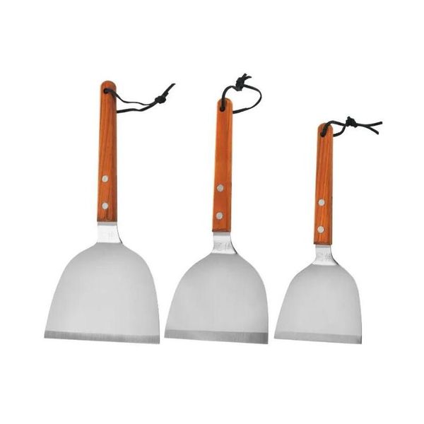 Outras ferramentas de cozinha Aço inoxidável Punho de madeira Teppanyaki Pá antiderrapante Fritura Spata Ovo Peixe Panqueca Turners Utensílios de cozinha Dr Oty4I