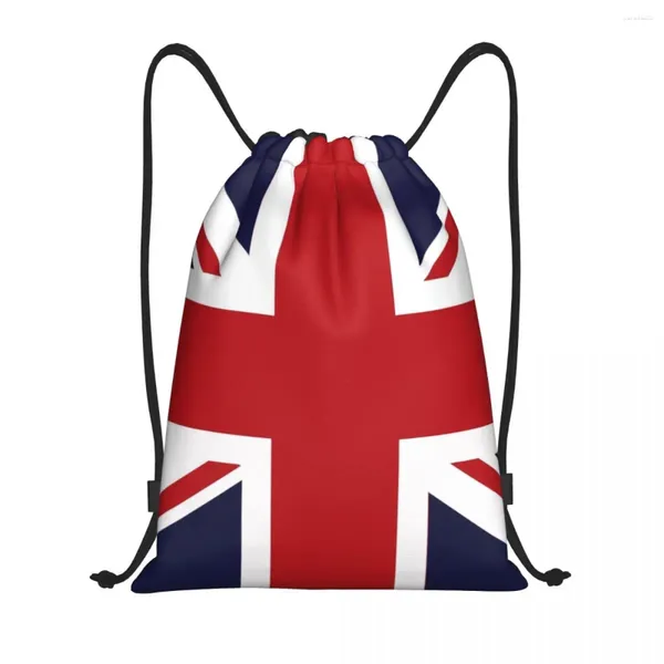 Sacos de compras Union Jack Bandeira do Reino Unido Cordão Mochila Sports Gym Bag para Mulheres Homens Reino Unido Treinamento Britânico Sackpack