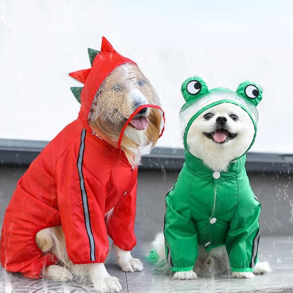 Impermeabili Moda 3D Dinosauro Stile rana Impermeabili Pet Dog Vestiti impermeabili per cani di piccola taglia media Cappotto antipioggia Pug Teddy Corgi Jacket