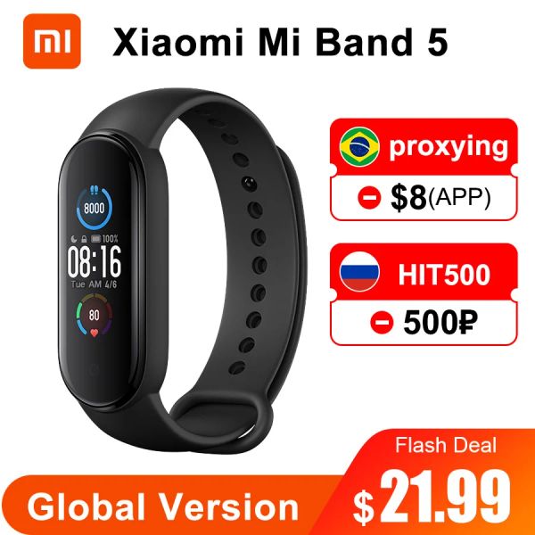 Geräte Globale Version Xiaomi Mi Band 5 Smart-Armband 4-Farben-AMOLED-Bildschirm Miband 5 Smartband Fitness Traker Wasserdichtes Smart Band 5