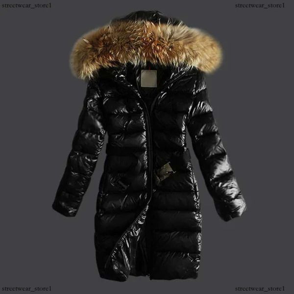 Monclair Giacca invernale da donna Piumino d'anatra bianca Parka Giacche monopetto Pelliccia con cappuccio Cintura spessa Cappotti lunghi slim da donna 293