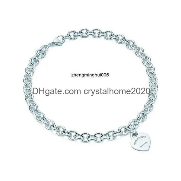 Qualsiasi chiave a forma di cuore Croce in argento 925 Collana Bracciale Donna Gioielli Alla moda Semplice Memorial Day Matrimonio Drop Delivery Dhm0W