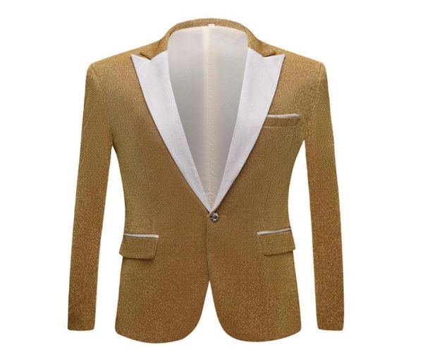 2020 Men039s Mode Anzüge Glänzend Lila Gold Rot Schwarz Silber Grau Anzug Jacke Hochzeit Bräutigam Prom Sänger Blazer Männer Blazer Sl5270781