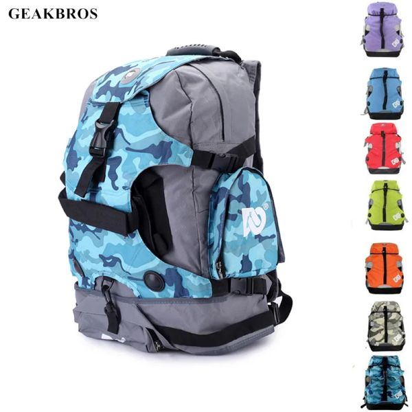 Sacos 2 tamanho patins mochila homens patins inline sapatos de patinação botas saco de transporte criança patins de gelo armazenamento mochila esportes ao ar livre saco