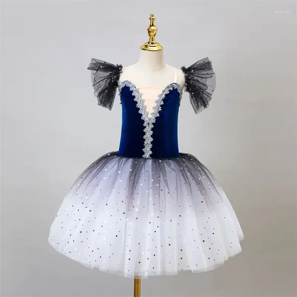 Palco desgaste azul gradiente vestido de balé mulher traje dançarino tutu profissional mulheres dança senhoras vestidos