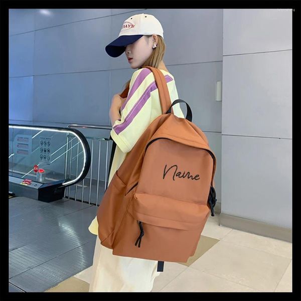 Рюкзак по индивидуальному заказу, высокий, большой вместительности, однотонный, простая сумка для отдыха для пар, универсальный стиль в кампусе