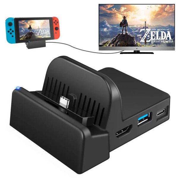 Supporti TV Dock Docking Station per Nintendo Switch Modello OLED 4K/1080P HDTV Adattatore TV da viaggio Supporto di ricarica portatile