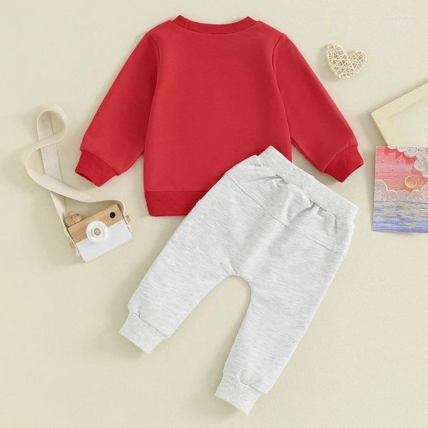 Kleidung Sets Baby Girls mein erstes Valentinstag Outfit Langarm Crewneck Herzdruck Sweatshirt Hosen Stirnband 3pcs Set