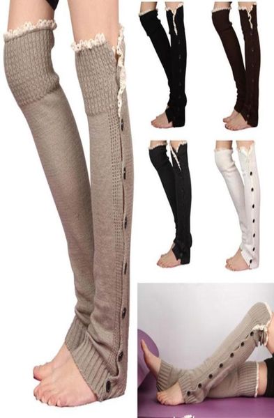 8 farben Winter Frauen Neue Häkeln Spitze Trim Flache Taste Unten Geflecht Stricken Beinlinge Stiefel Socken Kniehohe Weihnachten geschenk S1546113476