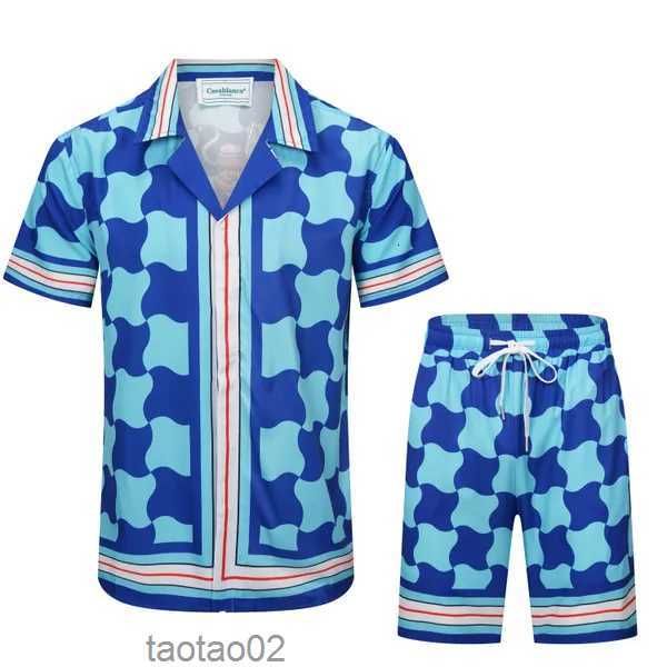 Casablanca Mens Set 2 Peças Designer Shirt Shorts Slim Fit Solto Sedoso Luxo Casablanc Camisas Homens Casuais Polos Terno Roupas de Alta Qualidade 12 Esvr 38YVY