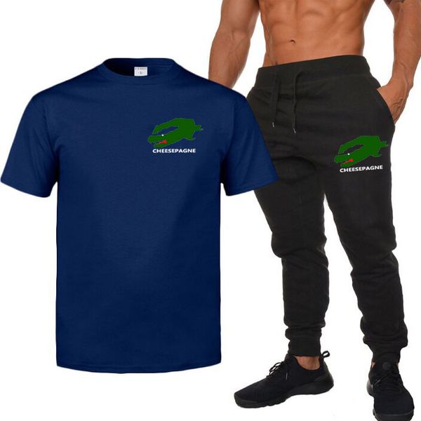 Yeni Yaz Erkekler Sıradan Moda T-shirt Sweatpants Moda Erkekler T-Shirt Jogging Pants Gym Street Street Spor Giyim