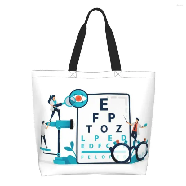 Сумки для покупок, многоразовая сумка для глаз, сумка для оптической оптики, женская парусиновая сумка через плечо, портативный оптометрист, продуктовый покупатель