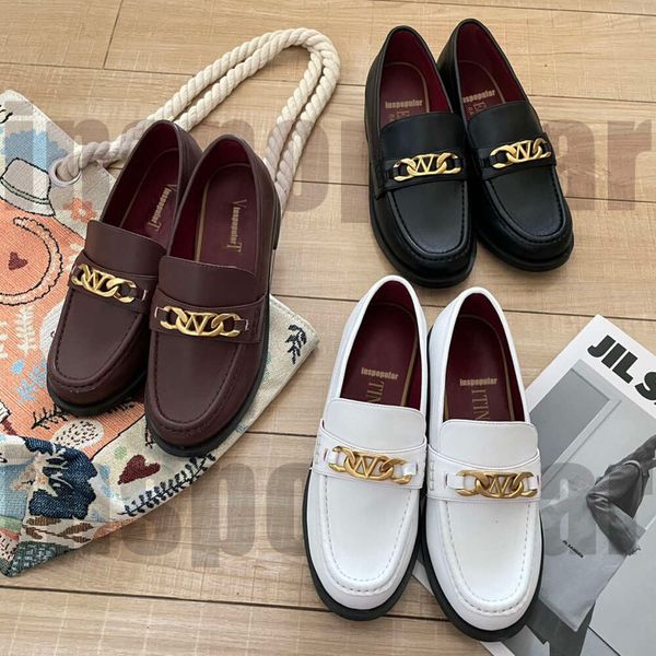 Tasarımcı Loafers Kadın Ayakkabıları Flats Elbise Ayakkabı Lüks Vloogo İmza Altın Zincir Sikir Külten Deri Deri Kayma Bayanlar Yüksek Kalite Boyutu Eur 35-40