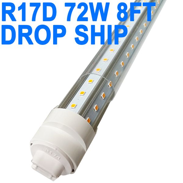 8 Fuß R17D LED-Röhrenleuchte, F96t12 HO 8 Fuß LED-Lampen, 96'' 8 Fuß LED-Ladenleuchte als Ersatz für T8 T12-Leuchtstofflampen, 100-277 V Eingang, Kaltweiß 6000 K, klare Linse crestech